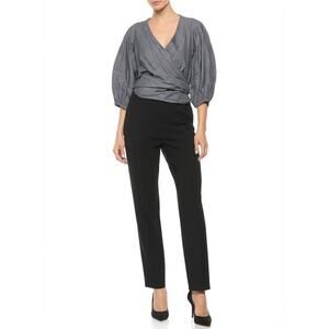 ELIZABETH AND JAMES Wrap Top Womens XS Gray Chic Modern V Neck Flattering NEW